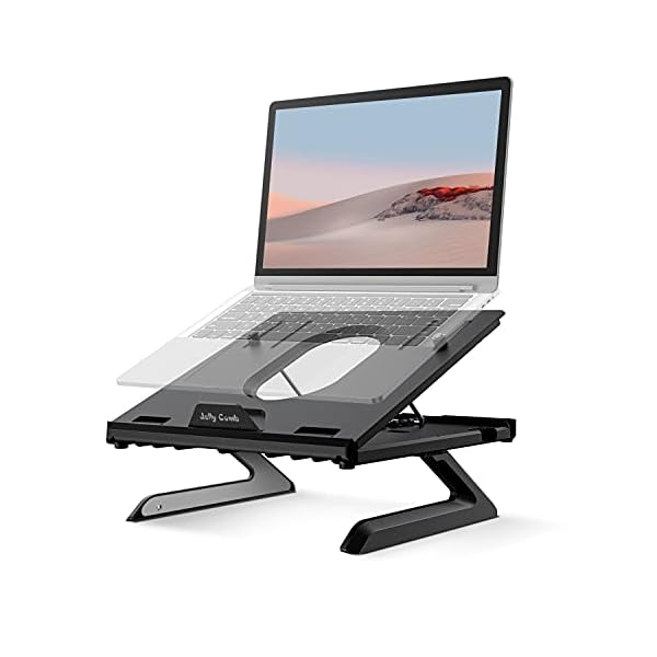 Laptop-Stand-Jelly-Comb-Ergonomic-Notebook-Riser-Desk-9-Level-Adjustable-with-Foldable-Legs-Phone-Holders-and-Cooling-Design-for-Macbook-Tablet-Book-ComputerDesktop-Monitor-Black Laptop Stand, Jelly Comb Ergonomic Notebook Riser Desk 9-Level Adjustable with Foldable Legs, Phone Holders and Cooling…