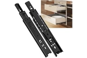 SHUHANG 1 Pair Full Extension Drawer Slides 10 Inch 100 lb Load Capacity Side Mount Ball Bearing Rails Cabinet Dresser Glides Wardrobe Kitchen Trash Can Slider Runners Black