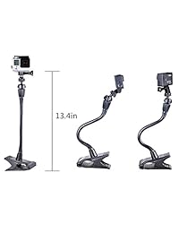 Smatree Ajustable Jaws Flex Clamp Mount con extensión de cuello de cisne de 13.4 "para GoPro Hero 5 4 3 + 3 2 1 sesión para cámaras Ricoh Theta S, M15 para cámaras compactas