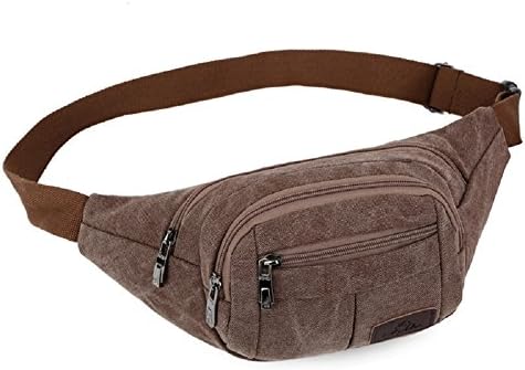 Waist Pack Canvas Fanny Running Sport Single Shoulder Men's Outdoor Bag (Brown)