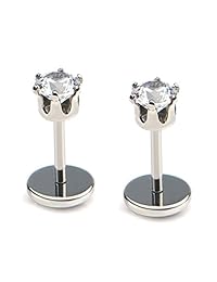 Aretes ComfyEarrings con tuerca y cristales CZ de 0.15 pulgadas