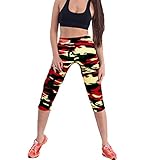 Shensee Colorful High Waist Fitness Yoga Sport Pants Printed Stretch Cropped Leggings (S, Multicolor-2)