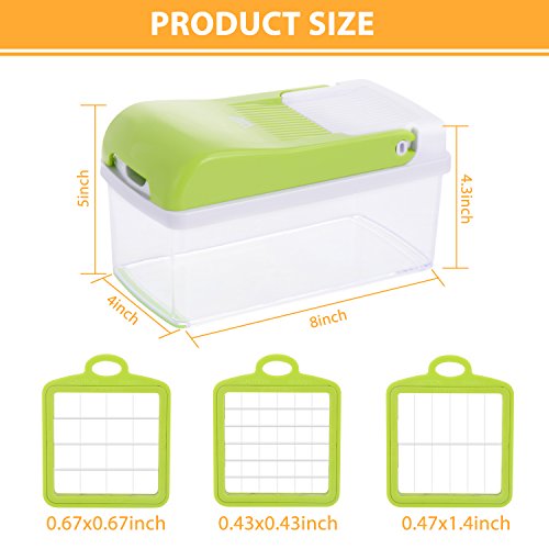 Benewell Vegetable Chopper, Kitchen Veggie Fruit Dicer Slicer, Food Cutter with 3 Interchangeable Blades Set, Food Container and Cleaning Brush for Onion, Potato and More - No-Mess Kitchen Gadgets - Thumbnail 2