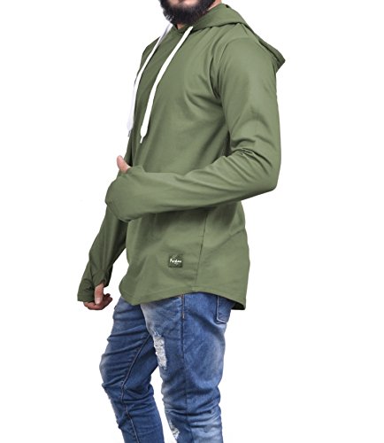 roden men's solid hooded thumb hole tshirt