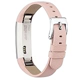 iGK For Fitbit Alta Bands/Fitbit Alta HR Bands, Genuine Leather Replacement Bands for Fitbit Alta/Fitbit Alta HR Pink