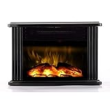 Warmtec 750W/1500W 14'' Mini Electric Fireplace Heater Tabletop Portable Room Space Heater (Metal)