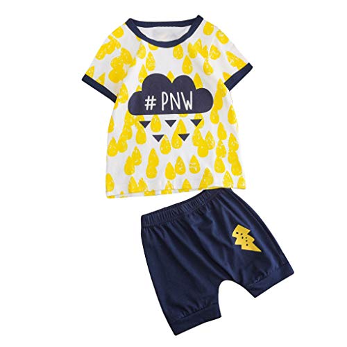 Romper Bodysuit Toddler Girl,Newborn Infant Baby Boys Girls Short Sleeve Cartoon Tops Shirt+Pants Outfits Set,Girls' Underwear,Yellow,100