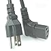 10 Feet Long Right Angled Black AC Power Cord Cable Pure Copper Wire Core in Retail Box for Computer Plasma TV Printer Monitor AC Adapter