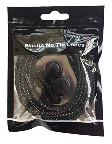 No Tie Shoelaces, Reflective Elastic Lock Shoe Laces by iLiveX, One Size Fits All Adult and Kids Shoes (Black)
