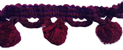 BEEKLEY BOWS Craft Sewing Fringe Trim, Includes 3 Yards (1-1/8" Wide Purple Ball Fringe)