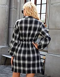 Blooming Jelly Womens Plaid Dress Flannel Puff
