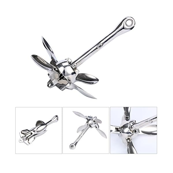 Amarine-made-Folding-Grapnel-Anchor-Steel-Stainless16lbs-07kg-Boat-Marine-Yacht-dinghies
