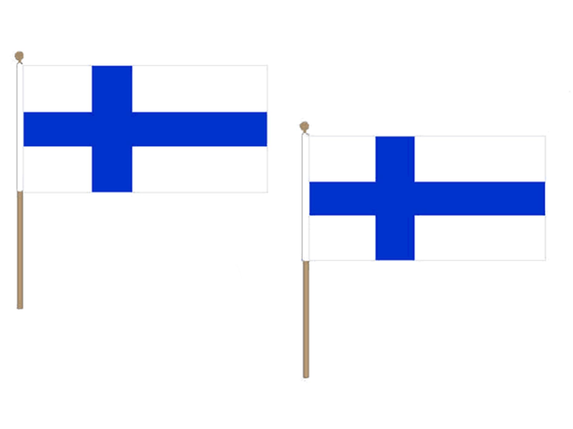 FINLAND FLAG 12'' x 18'' wood stick - FINNISH FLAGS 30 x 45 cm - BANNER 2x3 in with pole - AZ FLAG