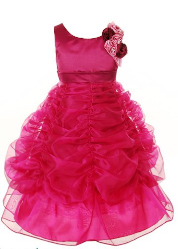 Pink Wings Girlsâ€™ Ball Gown (PWDGR6744_Pink tissue and hard net_1-2 Years)
