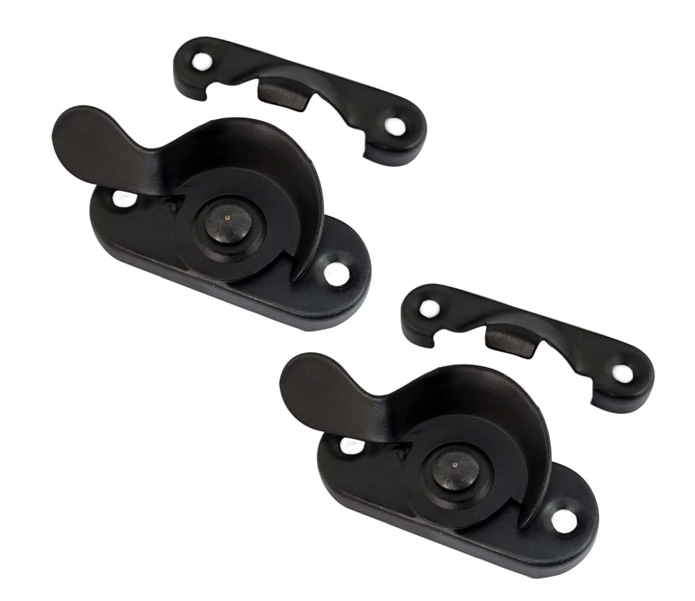 QCAA Steel Window Sash Lock, CTC 2", Matte Black, 2 Pack, Made in Taiwan