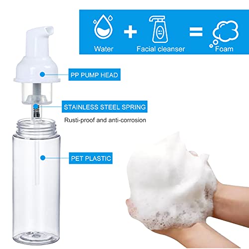 25 Pack 60ML/2oz Clear Foam Dispenser Bottles Mini Liquid Foaming