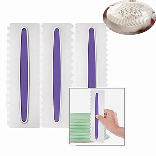 New Design!!Pop Sales!!Molyveva 3 Pcs Cake Edge Side Scraper Plastic Cutter Butter Cream Smoother Tools