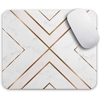 Oriday Gaming Mouse Pad Custom for Home and Office, Modern Gold Cross Line Design for Women Non-Slip Rubber Thick Mouse Pad for Computers Desktops, PC, Laptop (11 - Chic White)