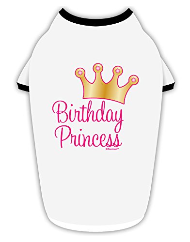 TOOLOUD Birthday Princess - Tiara Cotton Dog Shirt White Black Medium