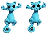 RoseSummer Cute 3D Cat Kitten Stud Earring Hot Animal Ear Jewelry (light blue)