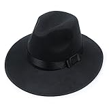 ELENKER™ Bowler Floppy Cloche Bowknot Felt Fedora Style Hat Black