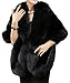 Helan Women's Faux Fur Warm Luxury Cape Coat Cloak Shawl Fur Wrap Bridal Stoles Wedding Fur Collar Shawl