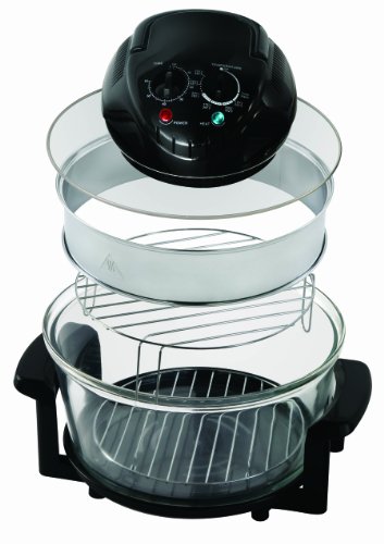 Big Boss Rapid Wave Halogen Infrared Convection Countertop Oven - 16 Quart with Extender Ring Glass Bowl