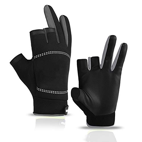 QLGRXWL Angelhandschuhe,Fotograf Outdoor-Handschuhe,3 Geschnittene Finger Touchscreen,Zum Fliegenfischen Ski…