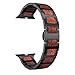LDFAS Compatible for Apple Watch Band 44mm 42mm, Natural Wood Red Sandalwood Stainless Steel Metal Link Bracelet Strap Compatible for Apple Watch SE Series 6/5/4/3, Black/Gold