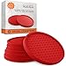 Large Drink Coasters - Absorbs Moisture and Prevents Table Damage, Modern Red Rubber Coaster with Non-Slip Bottom for Drinking Glasses, 6 Pack
