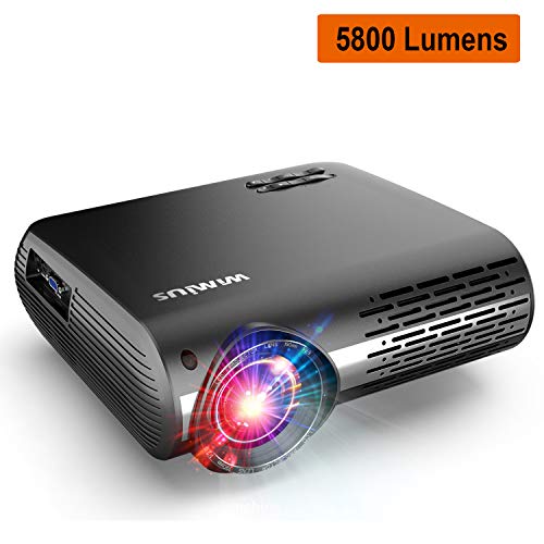 WiMiUS Upgrade 5800 Lumens LED Projector Native 1920×1080 Video Projector Support 4K Dolby Netflix 300” Display, with 4D ±50°X & Y Keystone Correction, Zoom Function for Movies and PPT Presentation