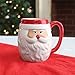 DEI Ceramic Santa Face Embossed Mug, 20 Ounces, White/Red