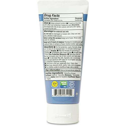 Badger SPF 35 Clear Zinc Sport Sunscreen Cream Unscented Broad