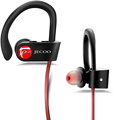 Bluetooth Headphones Wireless Headsets In Ear Earbuds w/ Mic HD Stereo Sweatproof Noise Cancelling Earphones for Gym (Black/red)
