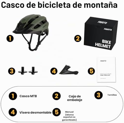 Casco de Bici MTB con Visera Desmontable, Ligero para Hombre