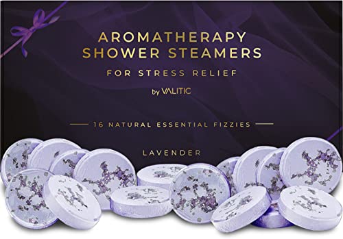 Valitic Aromatherapy Shower Steamers for Stress Relief and Clear Breathing - Gifts for Women Mom Her Birthday - 16 Natural Essential Fizzies - Shower Bombs with Natural Lavender Essential Oil