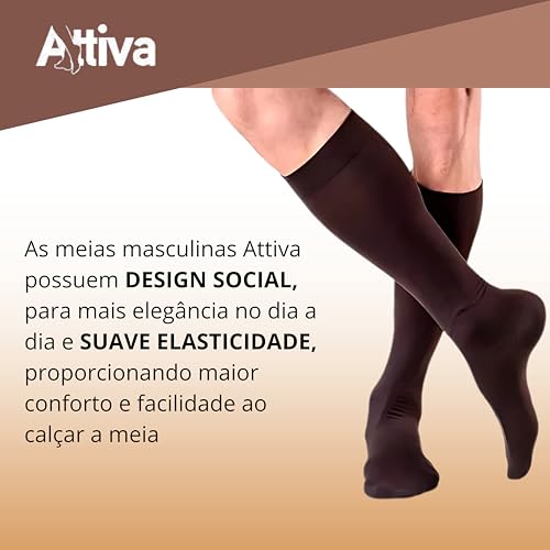 Meia de Compressão Masculina Meia 3/4 Panturilha Alta Compressão 20 30 MARROM ATTIVA