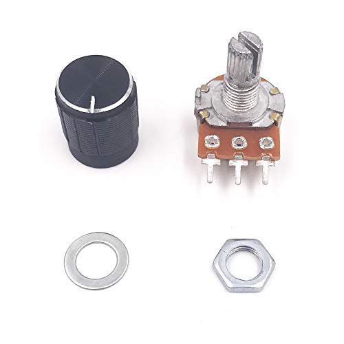 Seloky 8 PCS B10K 10K Ohm Knurled Shaft Linear Rotary Taper Potentiometer with Black Knob(WH148) Kit