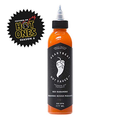 Heartbeat Hot Sauce - Red Habanero, 6 oz. - Small Batch & Handmade, Vegan, Gluten Free, Preservative Free, Featured on Hot Ones!