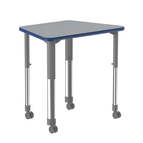 Correll 22"x32" Mobile Collaborative Desk, Height Adjustable (25-35") Trapezoid…
