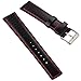 Perforated Sport D-1 Padded Leather Watch Band in Jet Black & Red Stitch 20mm