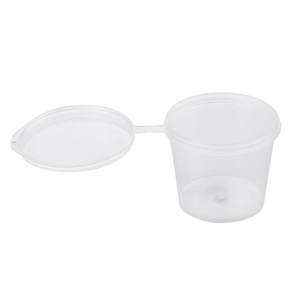 [1 oz. - 100 Sets]Disposable Plastic Portion Cups with Lids, Stackable Airtight Dressing Container to Go, Jello Shot Cups Souffle Cups Sauce Cups