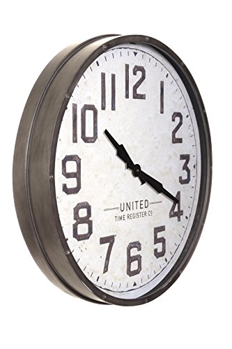 Kiera Grace HO60213-8 August Metal 32" Wall Clock, Large, Gray - Thumbnail 5