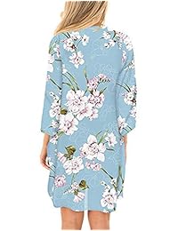 Kimono para mujer con diseño floral y mangas 3 4