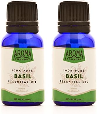 Aroma Foundry Basil Essential Oil - 15 ml 2 Pack - 100% Pure &amp; All Natural