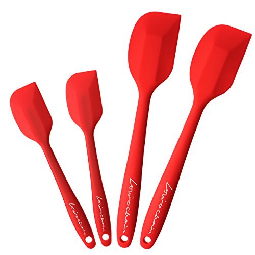 LouisChoice Premium Silicone Spatula Set, 2 Large & 2 Small In Christmas Red