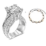 Desirepath 925 Sterling Silver Ring, Cubic Zirconia CZ Diamond Elegant Eternity Engagement Wedding Band Ring