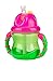 Nuby Two-Handle Flip N' Sip Straw Cup, 8 Ounce, Green with Pink