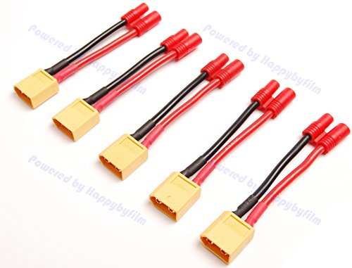 Lot(5) New Male XT60 XT-60 to 3.5mm Bullet Adapter 14awg for RC Turning HXT Zippy