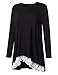 AMZ PLUS Women Plus Size Casual Long Sleeve Loose Lace Tops Tunic Blouses Black 4XL